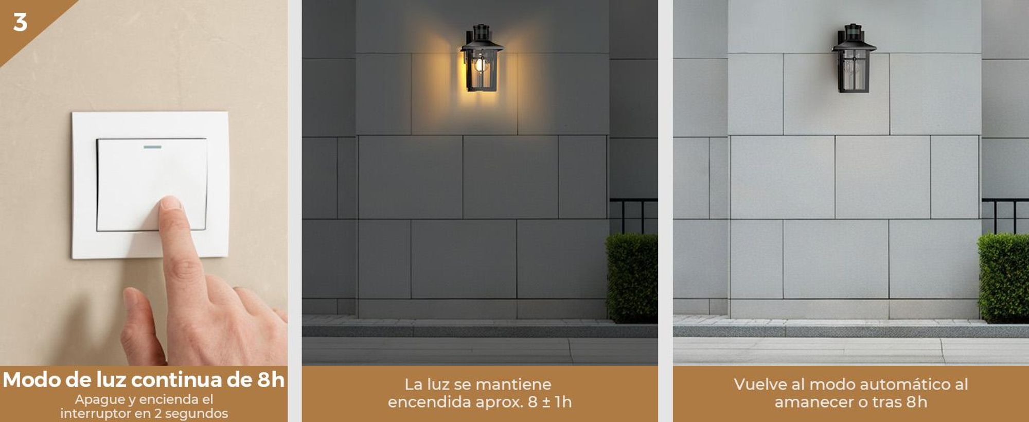 Lámpara exterior S'AFIELINA con sensor de movimiento, aplique de pared E27 para terraza, fachada, luz exterior negra, diseño vintage, juego de 2 unidades