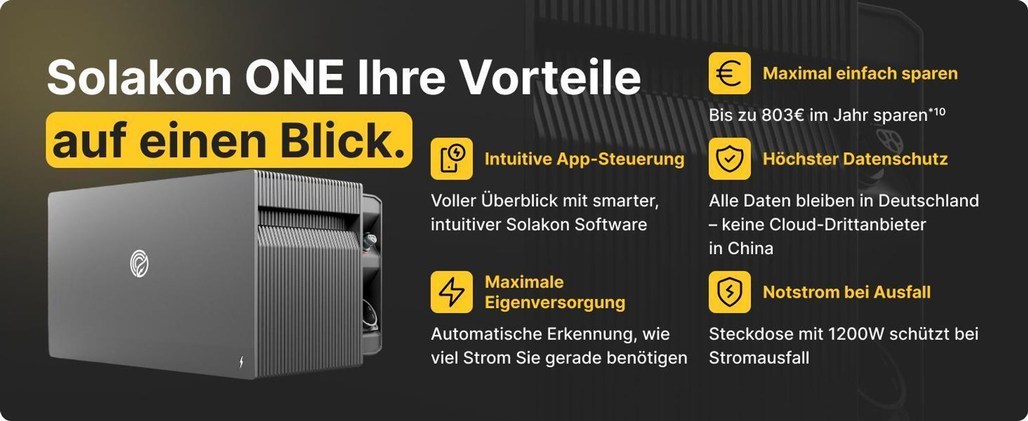 Balkonkraftwerk 1000W Solaranlage Steckerfertig Komplettset Photovoltaik Anlage 800W, Kabellänge: 10m, Solakon - onBasic