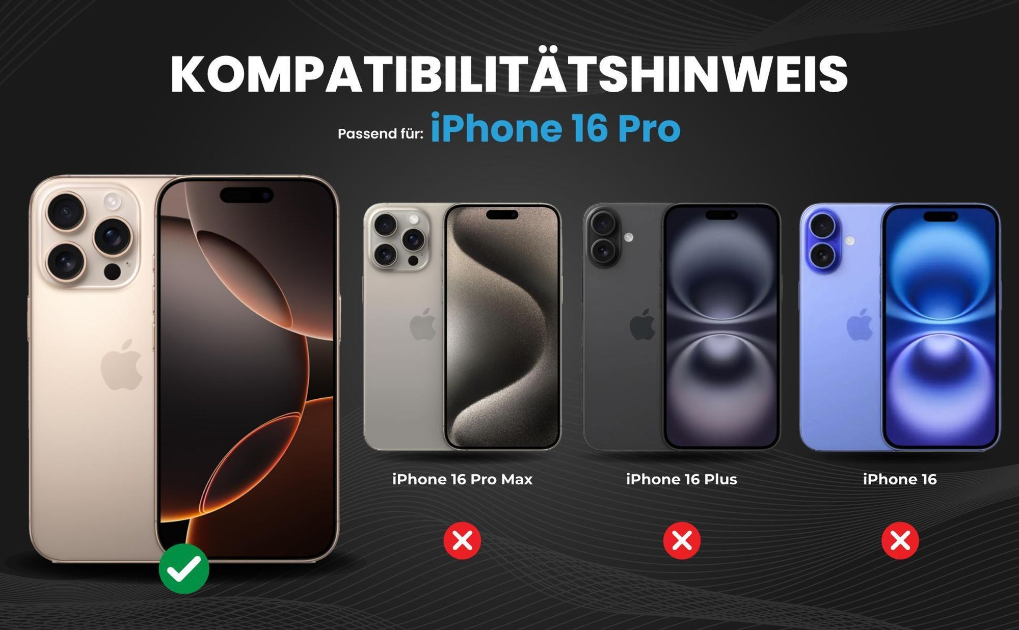 Kompatibilitätshinweise Hülle für Apple iPhone 16 Pro