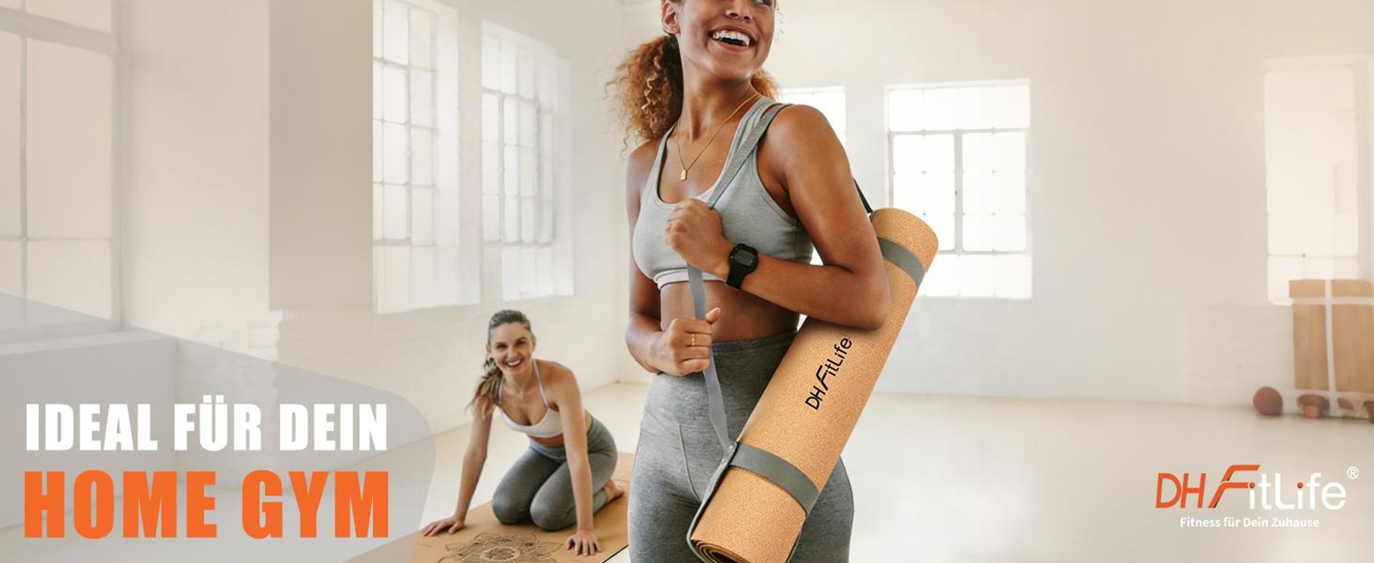 DH FitLife Kork Yogamatte, rutschfest, nachhaltig & schadstofffrei, inkl. Tragegurt, Kork + Naturkautschuk, für Yoga & Pilates