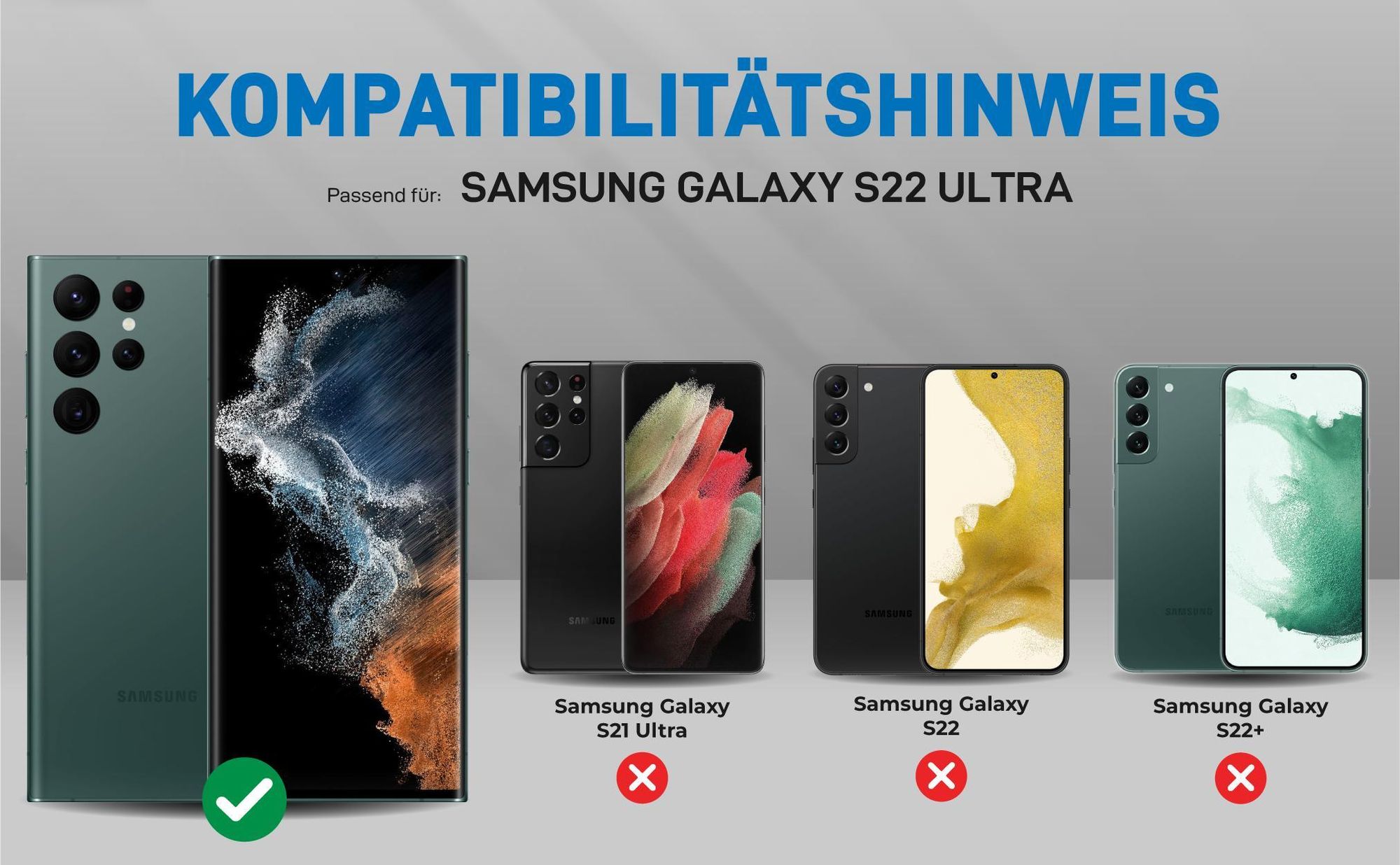 Kompatibilitätshinweise Hülle für Samsung Galaxy S22 Ultra