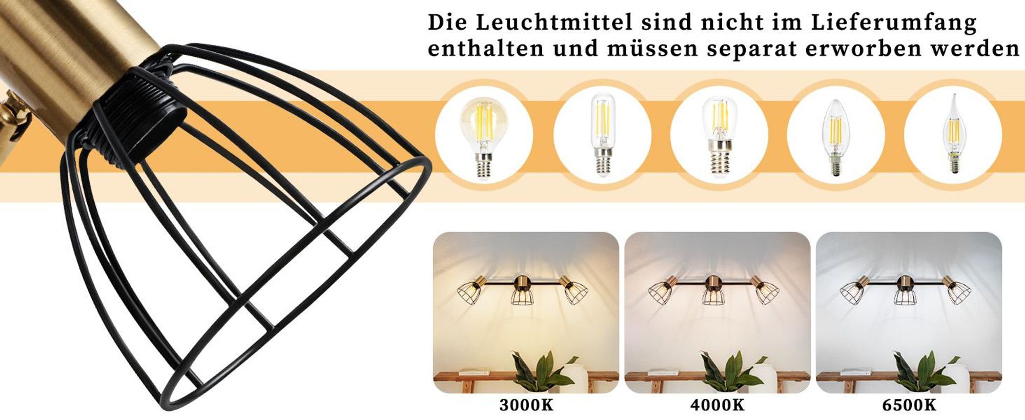 ZMH luci da parete nere lampada da parete per interni faretto da corridoio lampada da parete orientabile 350° 3 fiamme E14 faretto da parete in metallo per corridoio (senza lampadina)