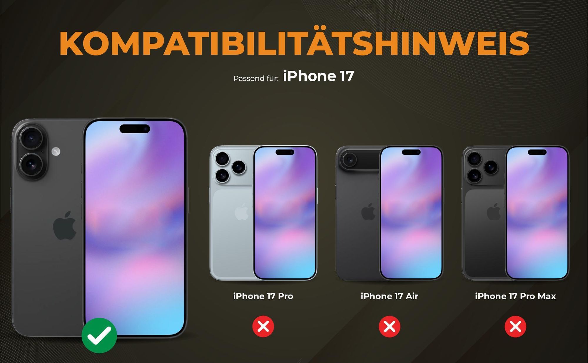 Kompatibilitätshinweise Hülle für Apple iPhone 17