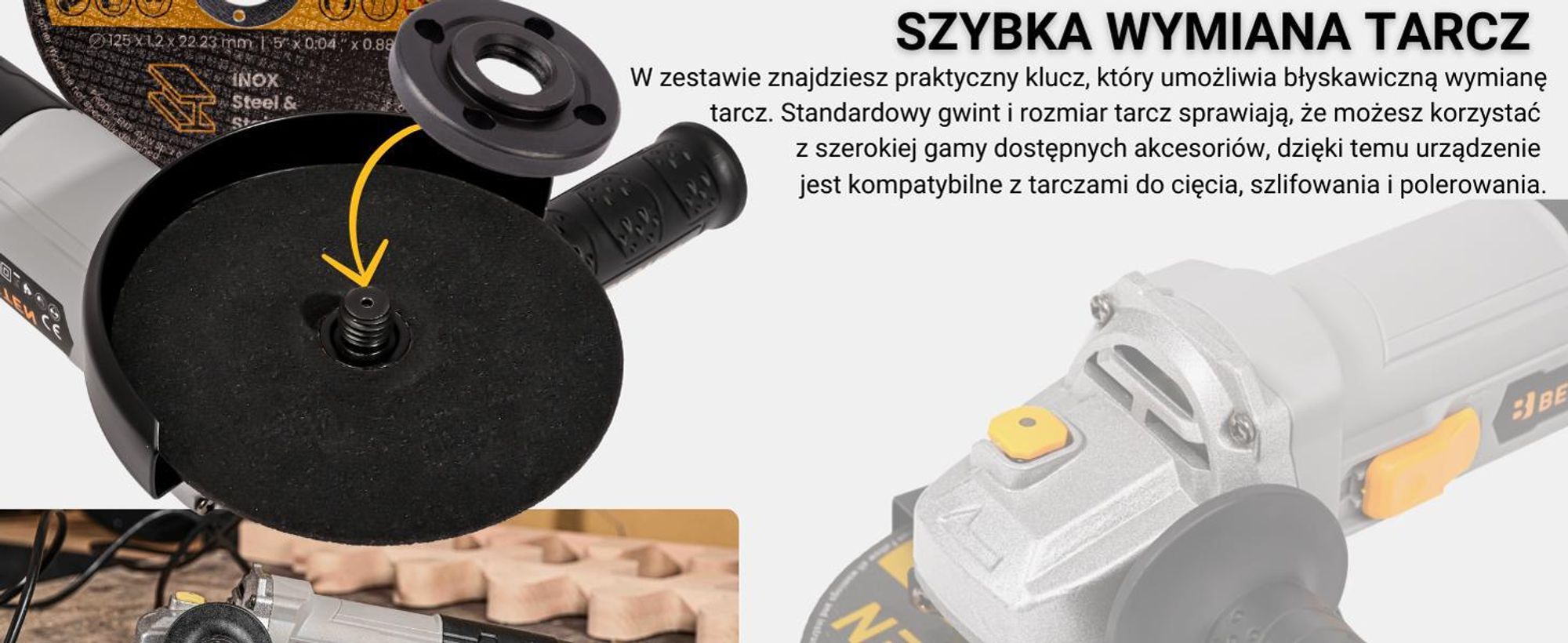 Szlifierka kątowa Diax kątówka 850W 125mm 10x Tarcza w zestawem BESTEN BE0002903