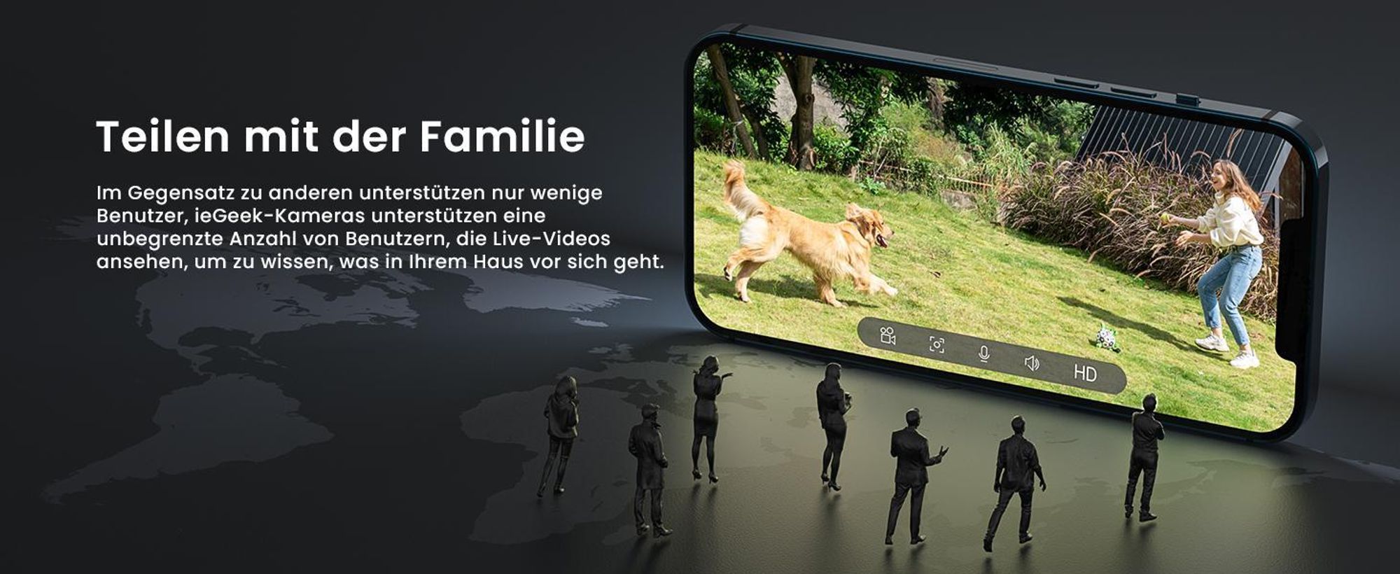 Überwachungskamera Aussen Solar Akku 2,4 GHz WLAN Aussenkamera Outdoor mit PIR-Bewegungserkennung 64GB