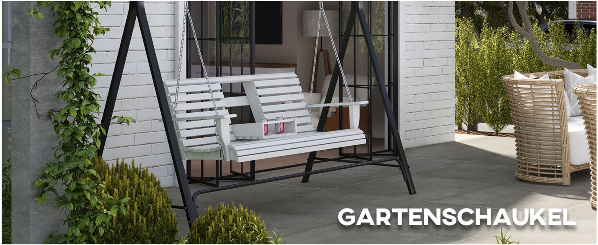Outsunny Hängebank 2-3 Sitzer Tannenholz 150 x 75 x 53 cm Weiß
