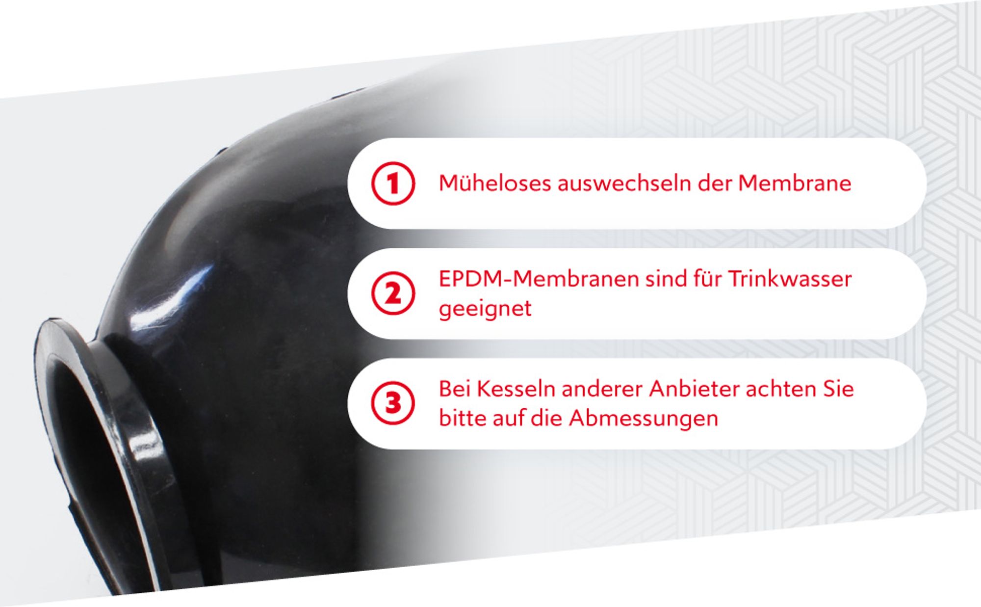Wiltec Ersatzteil für Membrankessel 20-24 l EPDM-Membran für Druckbehälter, Druckausgleichsgefäß für Hauswasserwerk mit Druckkessel