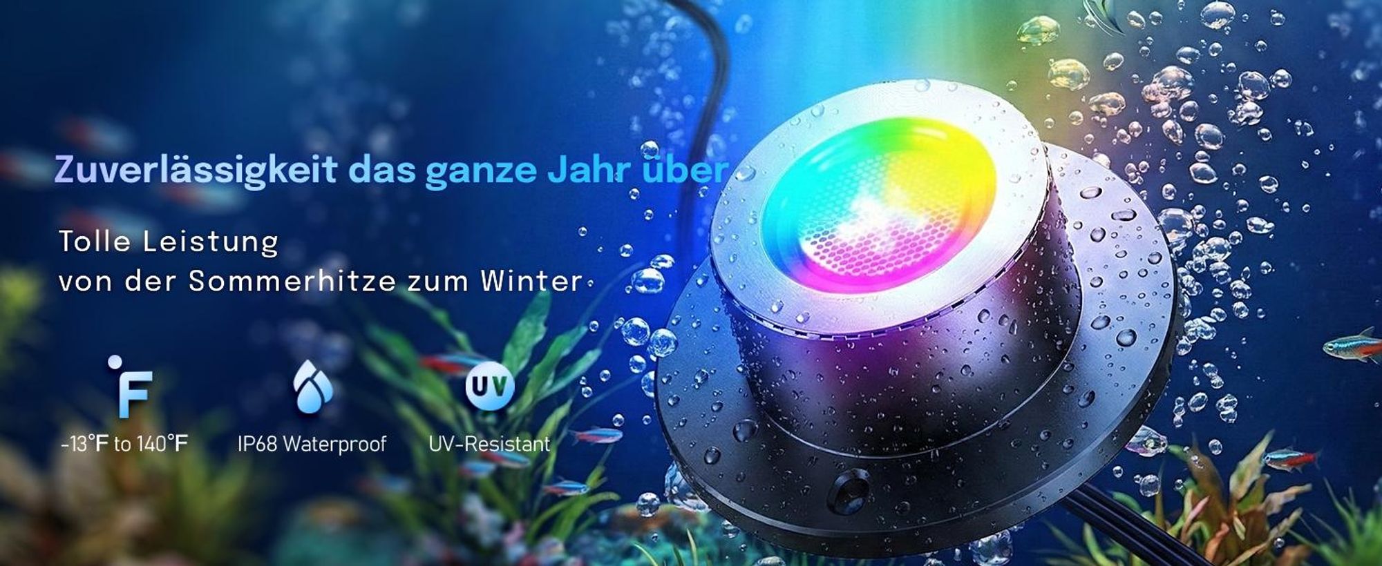 8er set LED RGB Poolbeleuchtung mit 14 Farben, Unterwasserstrahler mit Lichtsensor, 5 Helligkeitsstufen Teichbeleuchtung mit Fernbedienung und Timer