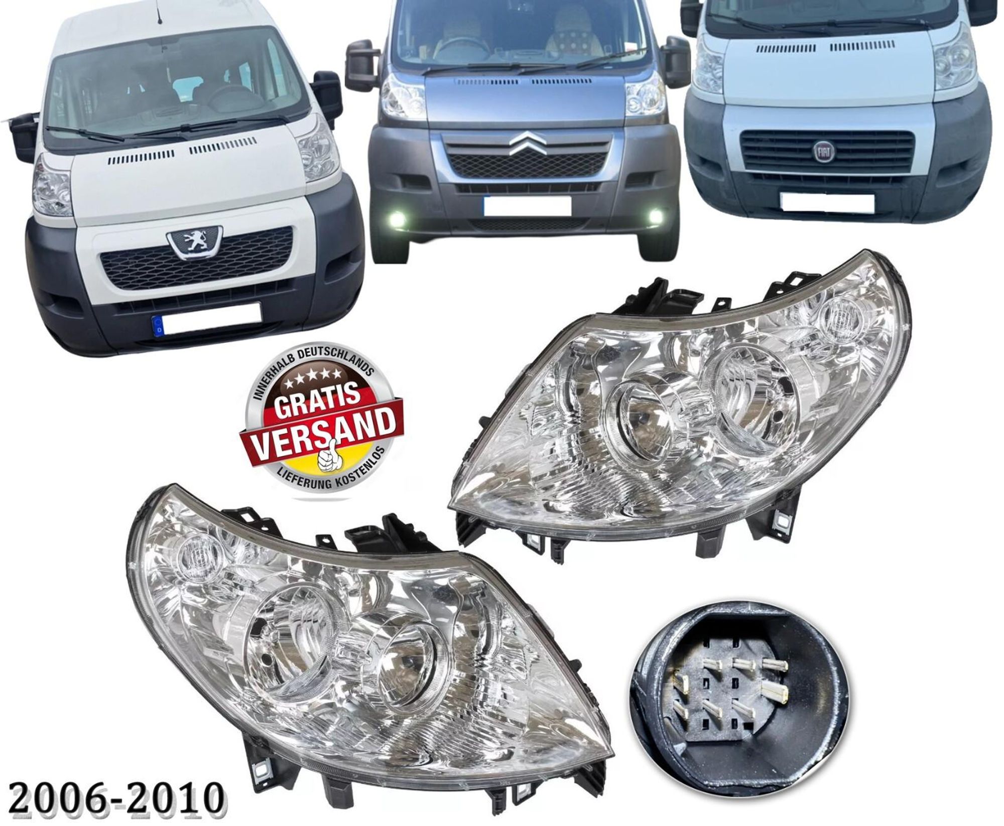 2x Frontscheinwerfer für Ducato Boxer Jumper mit Stellmotor 2006-2010 E- L+R-