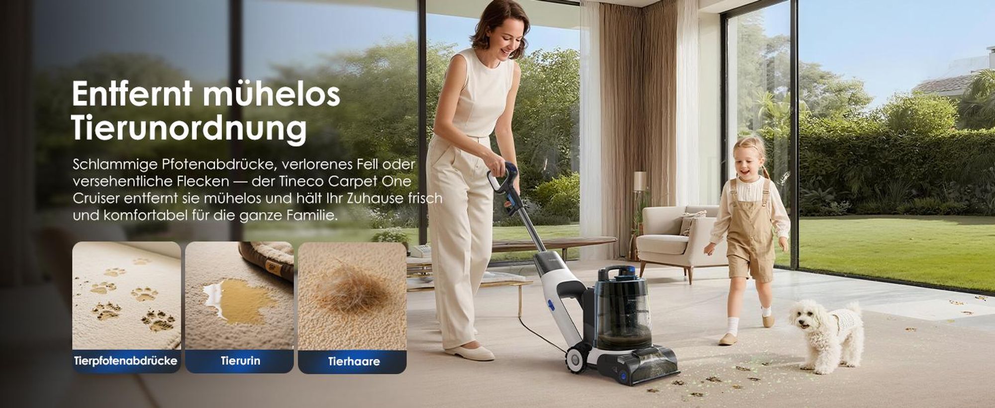 Tineco CARPET ONE Cruiser Teppichreiniger, Polsterreiniger Waschsauger mit 3-Stufen SmoothPower, DualCore Trocknung, FlashDry Selbstreinigung, iLoop