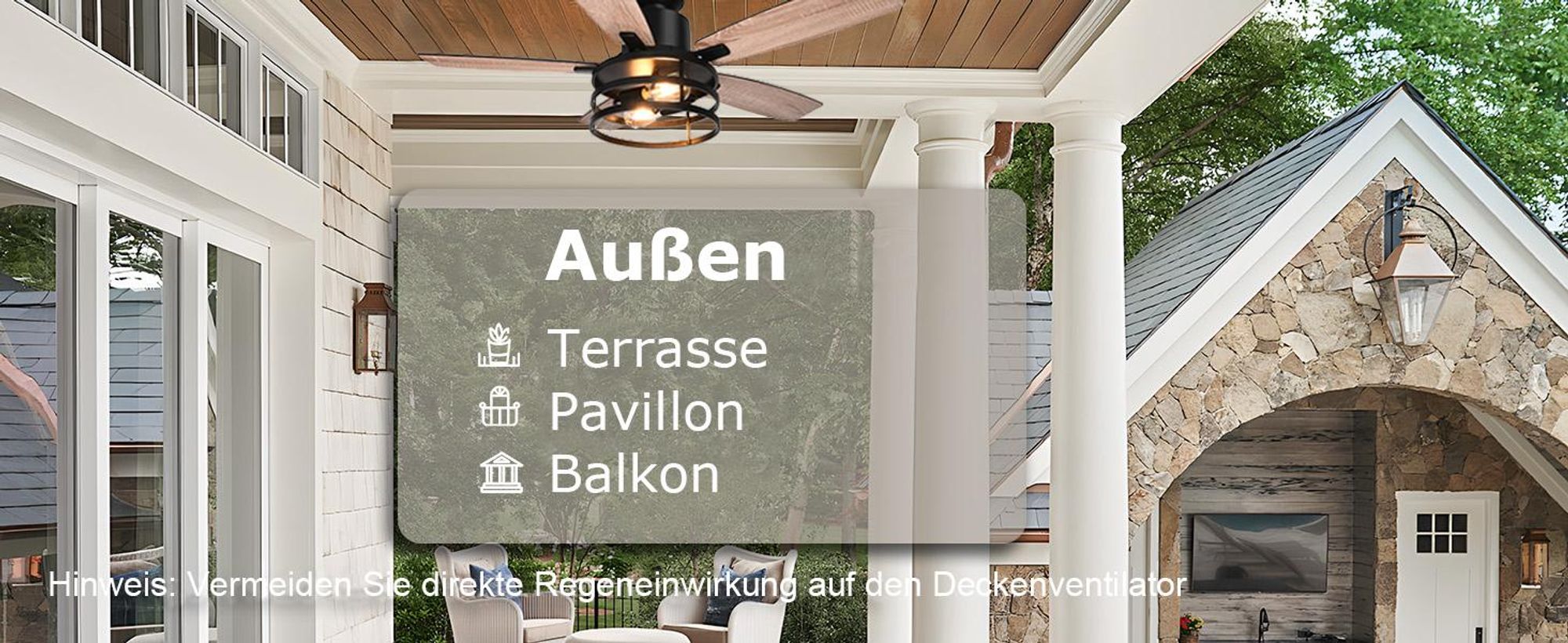 132cm Deckenventilator mit Beleuchtung und Fernbedienung, DC Motor, 2x E27 Glühbirnen, 6 Windgeschwindigkeit, Timer, für Wohnzimmer Küche Esszim