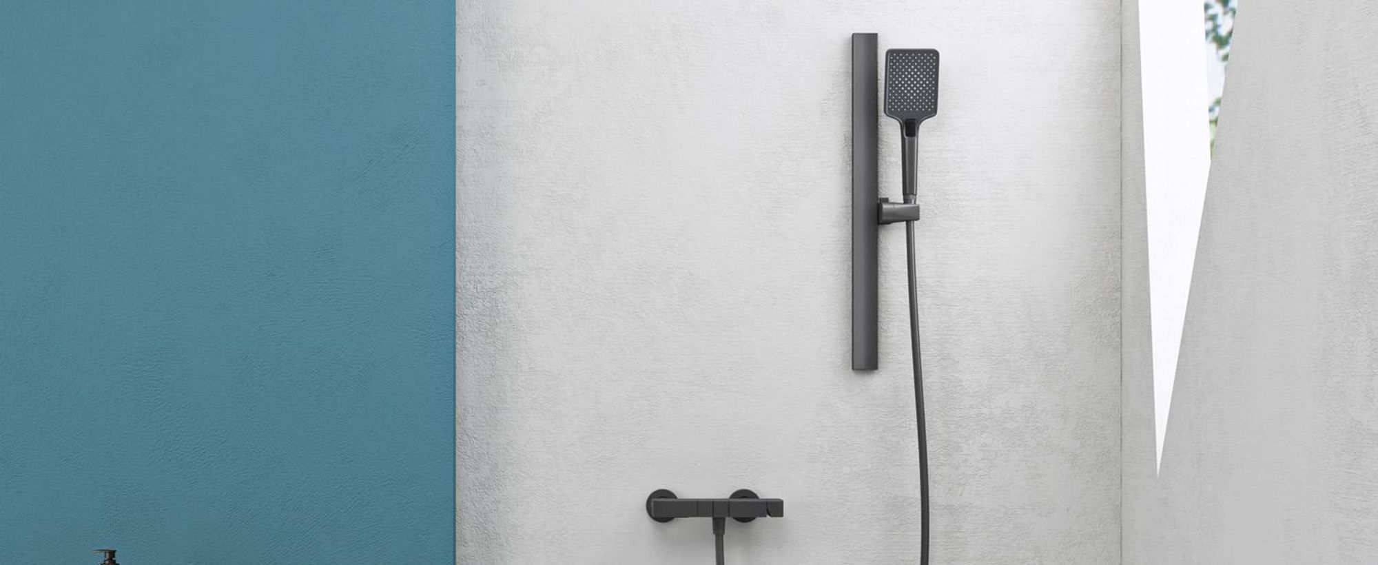 Mai & Mai Duschsystem mit Regendusche Duschkopf 3 Strahlarten höhenverstellbar Duschbrause mit Unterauslauf aus Aluminium Grau  Arvexa-02