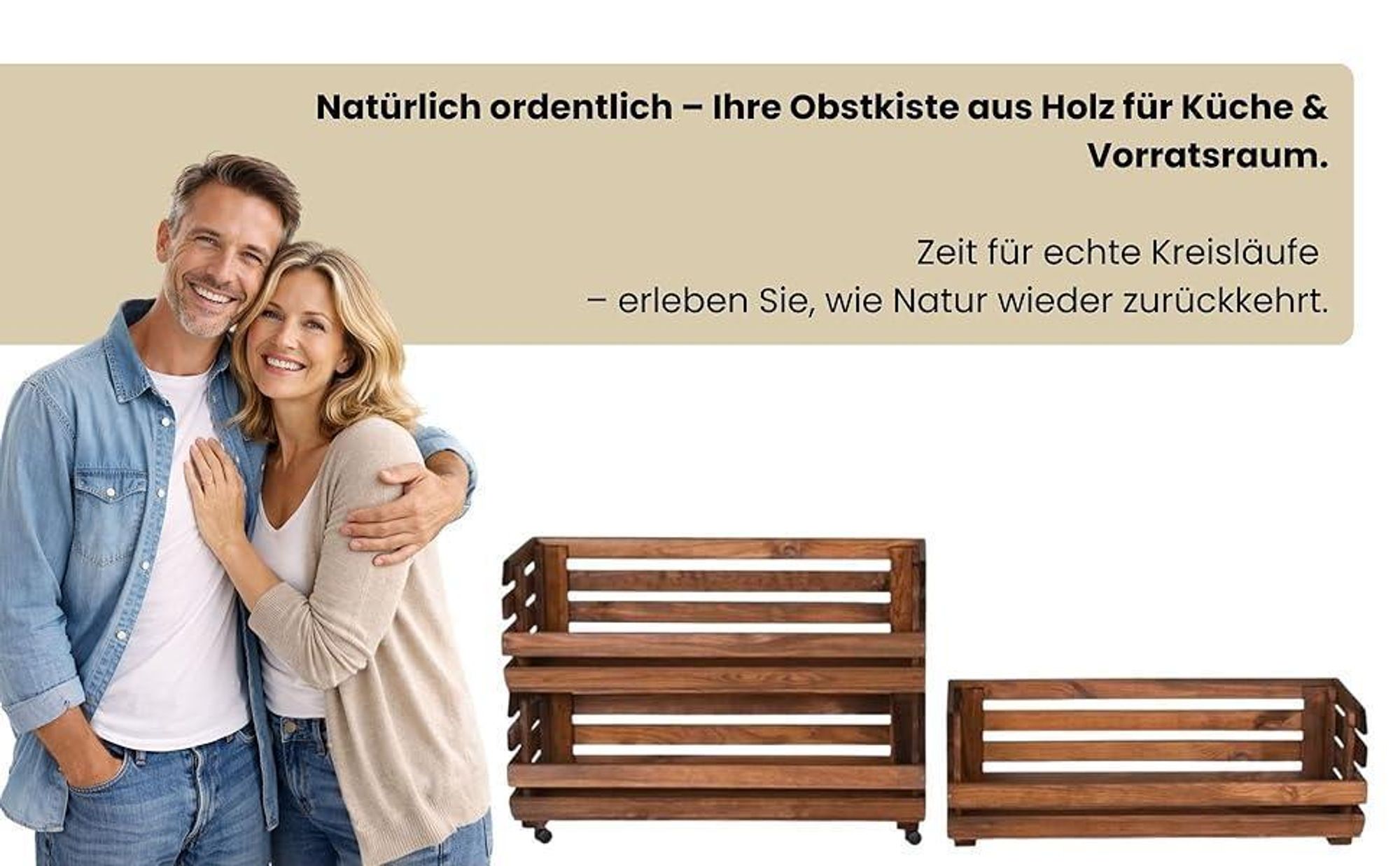 STOLMAK Obstkiste aus Holz mit Rollen – 3 Etagen – 77x79x30 cm – Aufbewahrung für Obst & Gemüse – Stapelbar – Holzkiste Regal mit Körben
