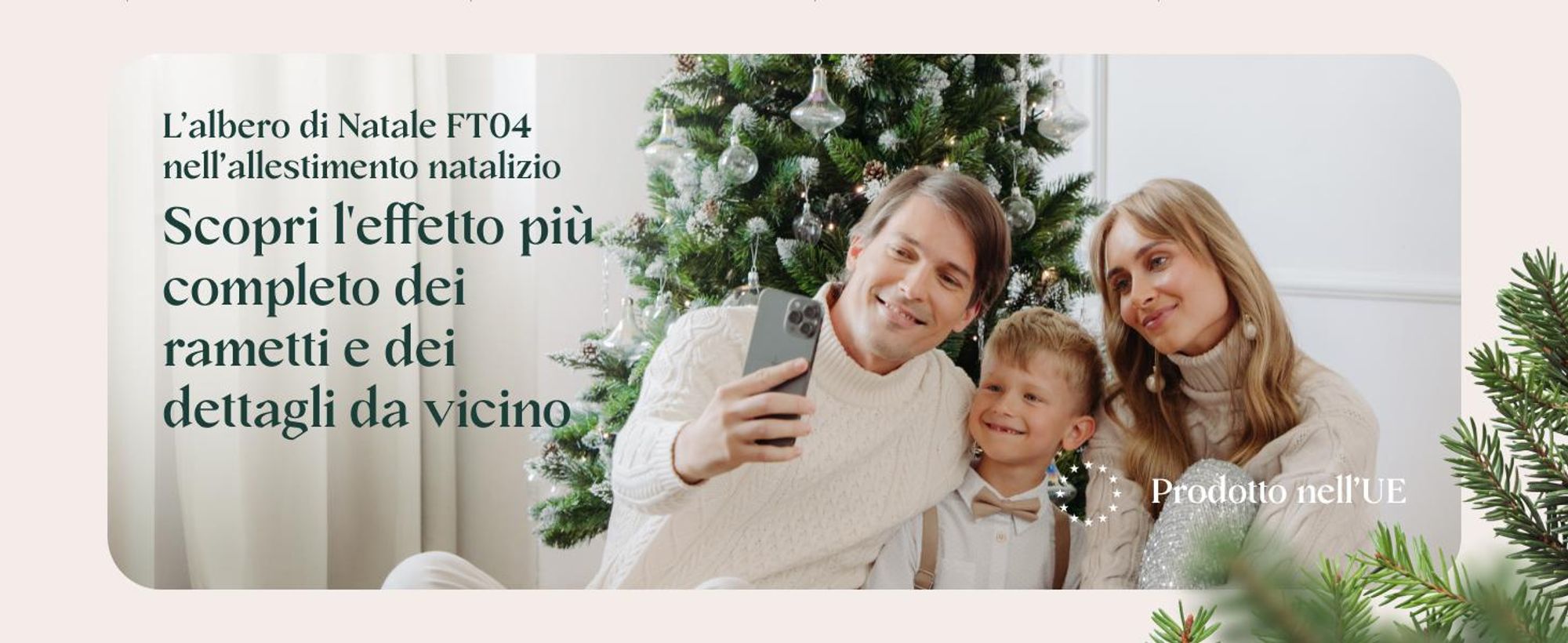 Albero di Natale artificiale FairyTrees 180cm pino naturale con supporto in legno | Abete di Natale con pigne naturali e punte bianche innevate | Facile da Montare | Prodotto in EU