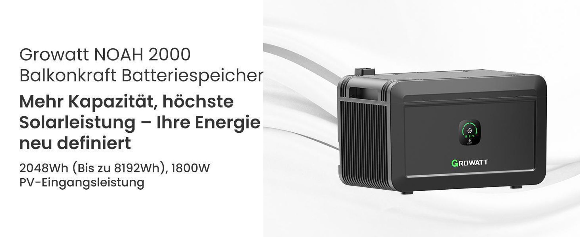 Powerness Balkonkraftwerk mit Speicher, 2000W Solarmodule & Growatt 800W Mikro-Wechselrichter, 2x Growatt NOAH 2000 Speicher,4x Flachdach-Halterung