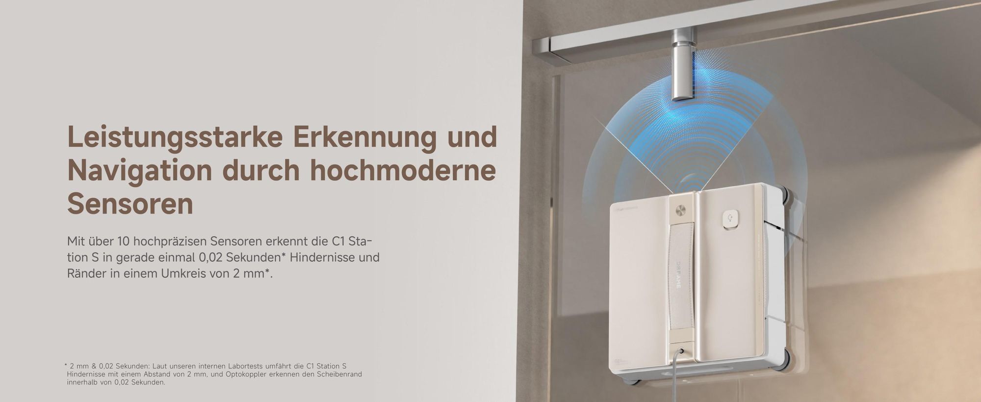 Dreame C1 Station S Kit Fensterputzroboter,Stabil und sicher,Nass-und Trockenreinigung,Dual-Spray,Intelligente Navigation,mobile Station,App,Creme