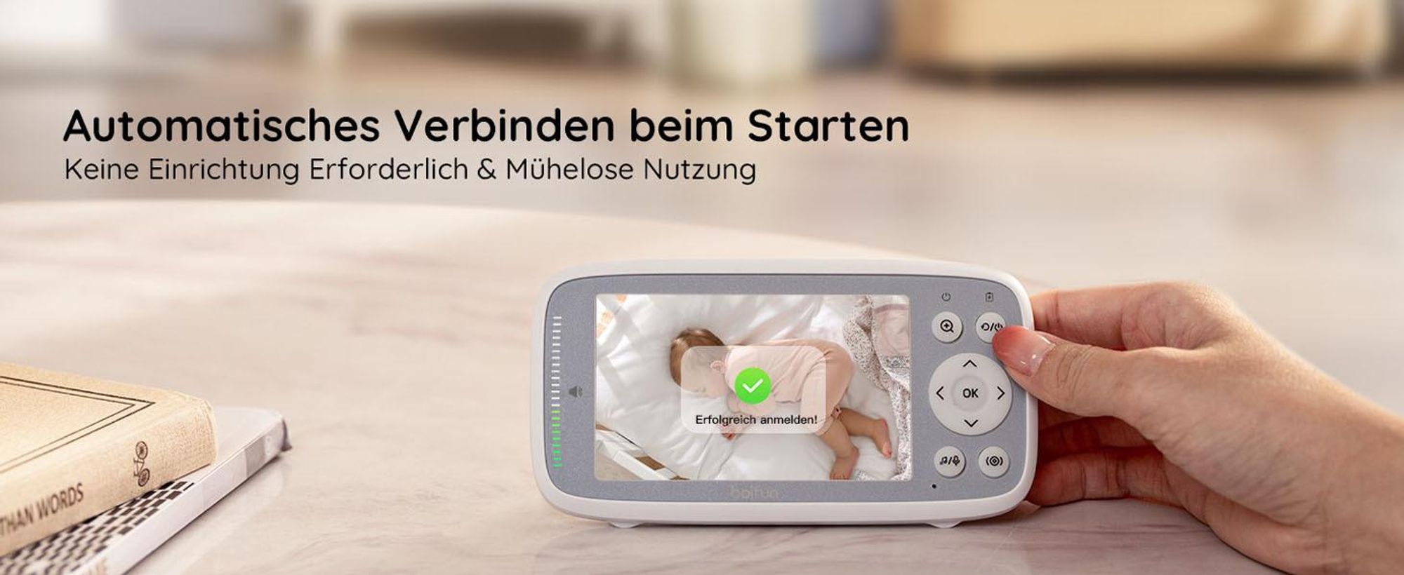 Babyphone mit Kamera VOX Nachtsicht Babyfon Temperaturüberwachung Gegensprechfunktion Video Überwachung mit 4 Zoll Digital IPS Bildschirm Wireless