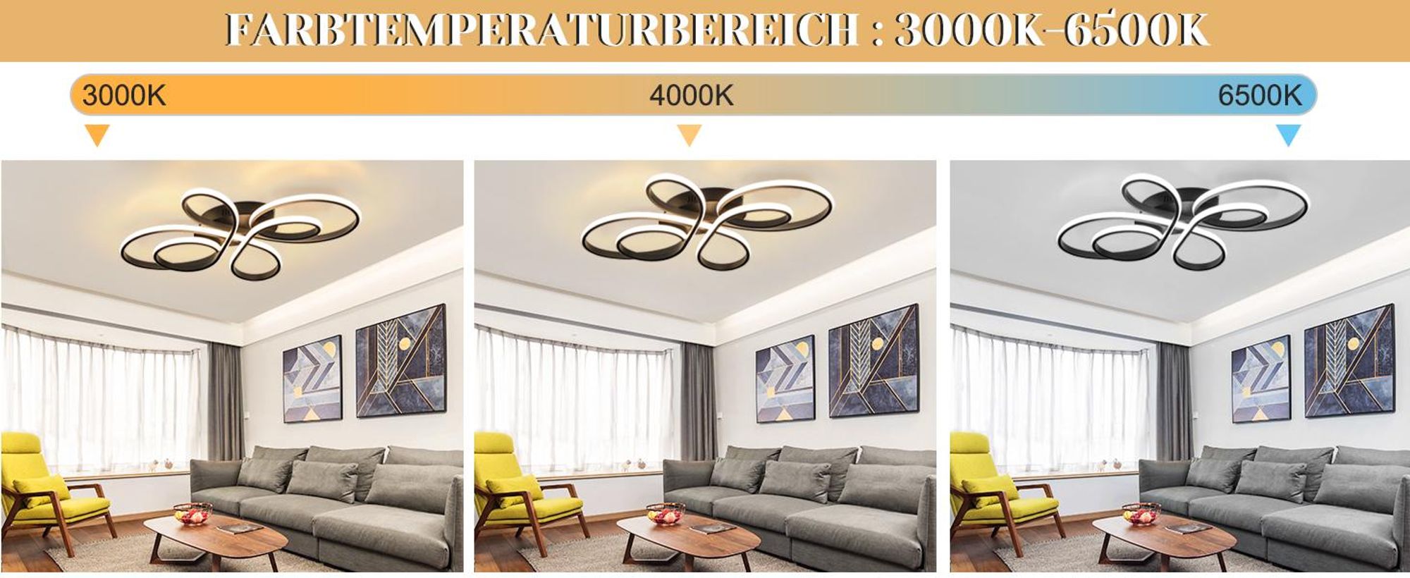 ZMH LED Deckenleuchte Schwarz Deckenlampe 80CM Dimmbar mit Fernbedienung 78W Moderne Kreative Lampe für Wohnzimmer Schlafzimmer Esszimmer Büro Küche