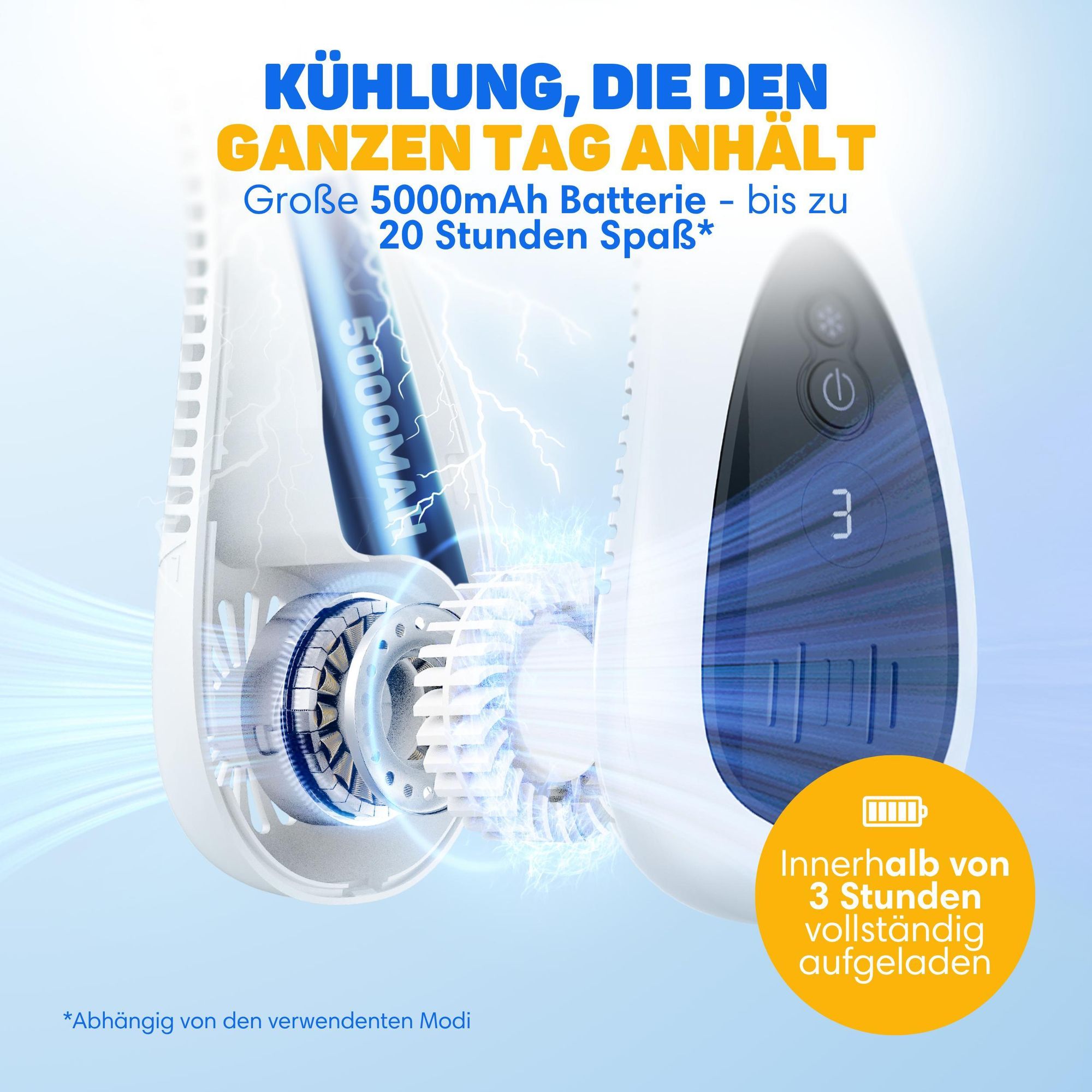 Vulpes Goods Nackenventilator Elite mit Kühlelement – Wiederaufladbar & Geräuschlos – Tragbarer Gesichtsventilator – 3 Stufen mit Extra Kühlung