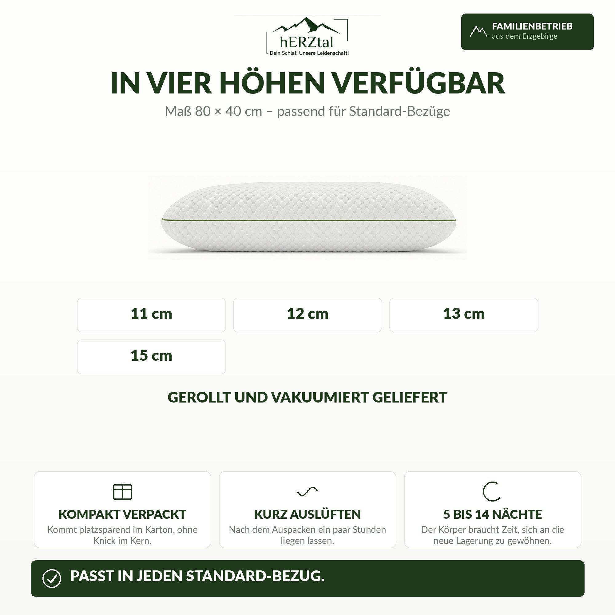 hERZtal orthopädisches Nackenstützkissen 11 cm 40x80 cm – masse