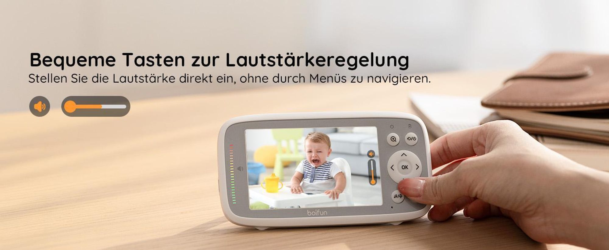 BOIFUN Babyphone HD 4 Zoll mit 2 Kameras ohne WLAN VOX Nachtsicht Babyfon 2-Wege-Gespräch Erweiterbar bis 4 Kameras mit Halterung