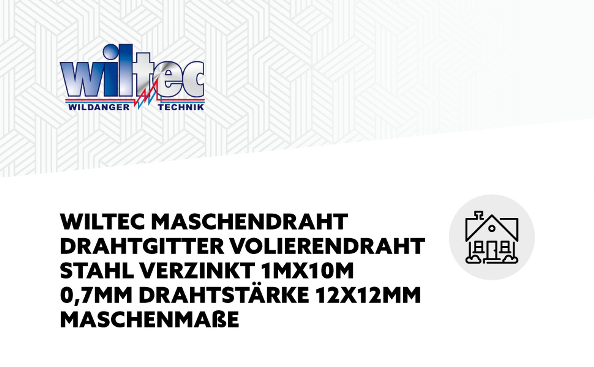 Wiltec Maschendrahtzaun 1 m x 10 m, 0,7 mm Drahtstärke 12x12 mm Maschengröße, Volierendraht 4-Eck aus Stahl verzinkt, Drahtgitter, Vogeldraht