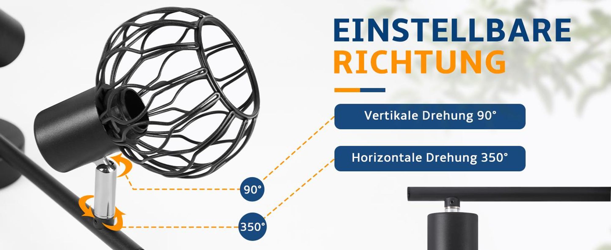 ZMH LED plafondspot met 3 lampen, zwart, E14, metalen behuizing. Keukenlamp, 350° verstelbaar. Geschikt als woonkamerlamp, plafondspots, binnenverlichting, voor de hal of keuken