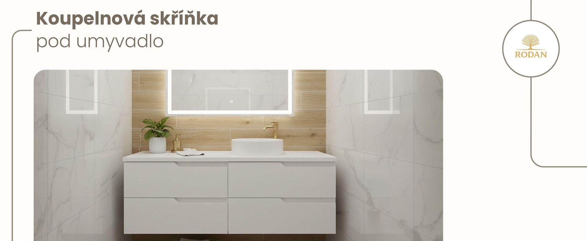RODAN | Skříňka pod Umyvadlo - Bílá - 120 cm - S Deskou Stolu - 4 Zásuvky - Závěsné - MDF čela - MODERN