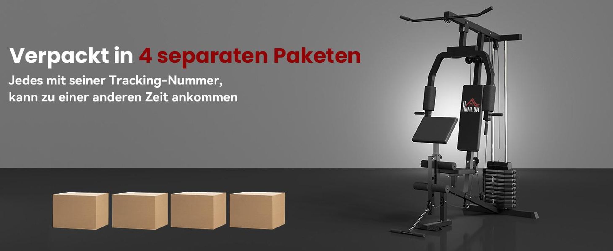 HOMCOM Gym Kraftstation Fitnessstation Multigym inkl. Gewichten Metall Schwarz