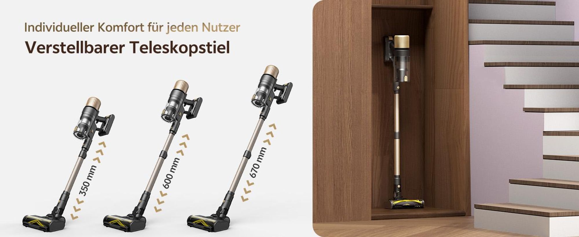 Ultenic UL15P Akku Staubsauger,kabelloskabellos,70000PA/65min,6-Filtersystem,8×2200 mAh abnehmbarer Akku,180°-Reinigung/Selbststehend