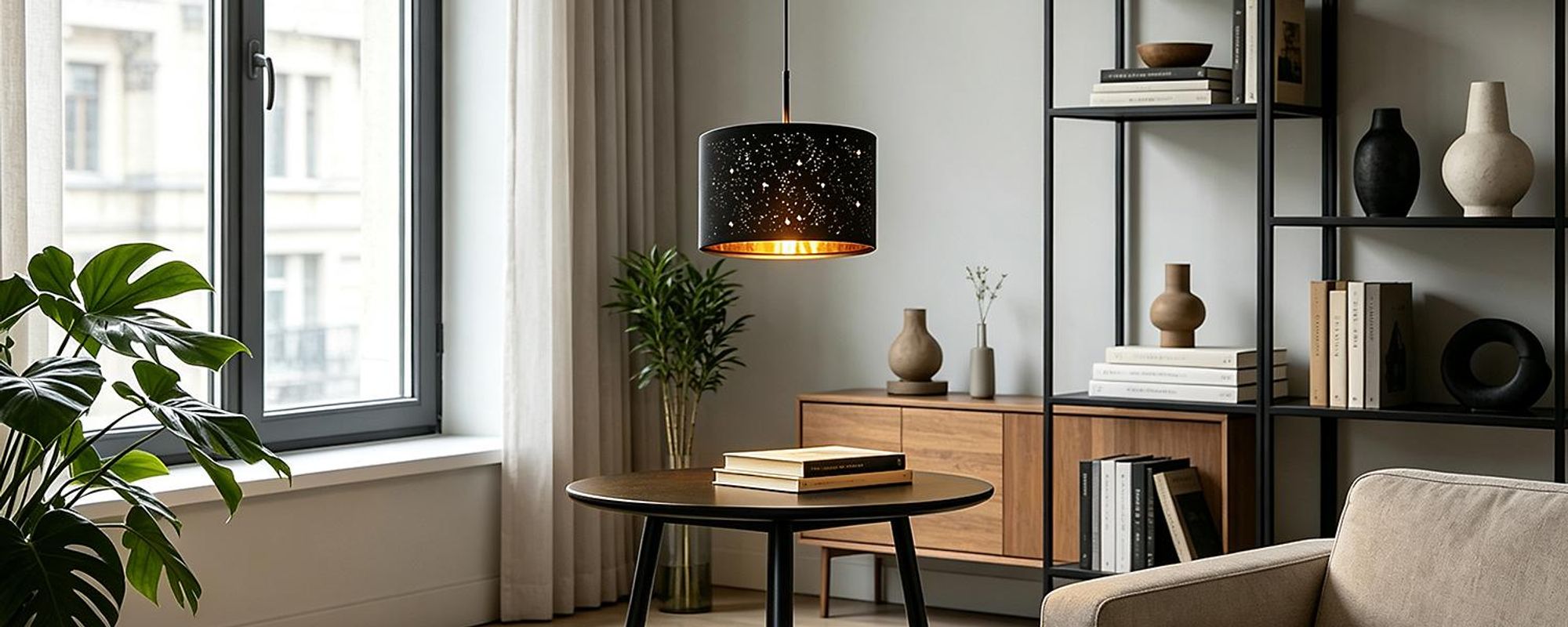 ZMH Pendelleuchte Schwarz esstisch Hängelampe  Modern  Hängeleuchte  Stern Stoffschirm Design Esstischlampe E27 Fassung Pendellampe für Wohnzimmer Esszimmer Schlafzimmer