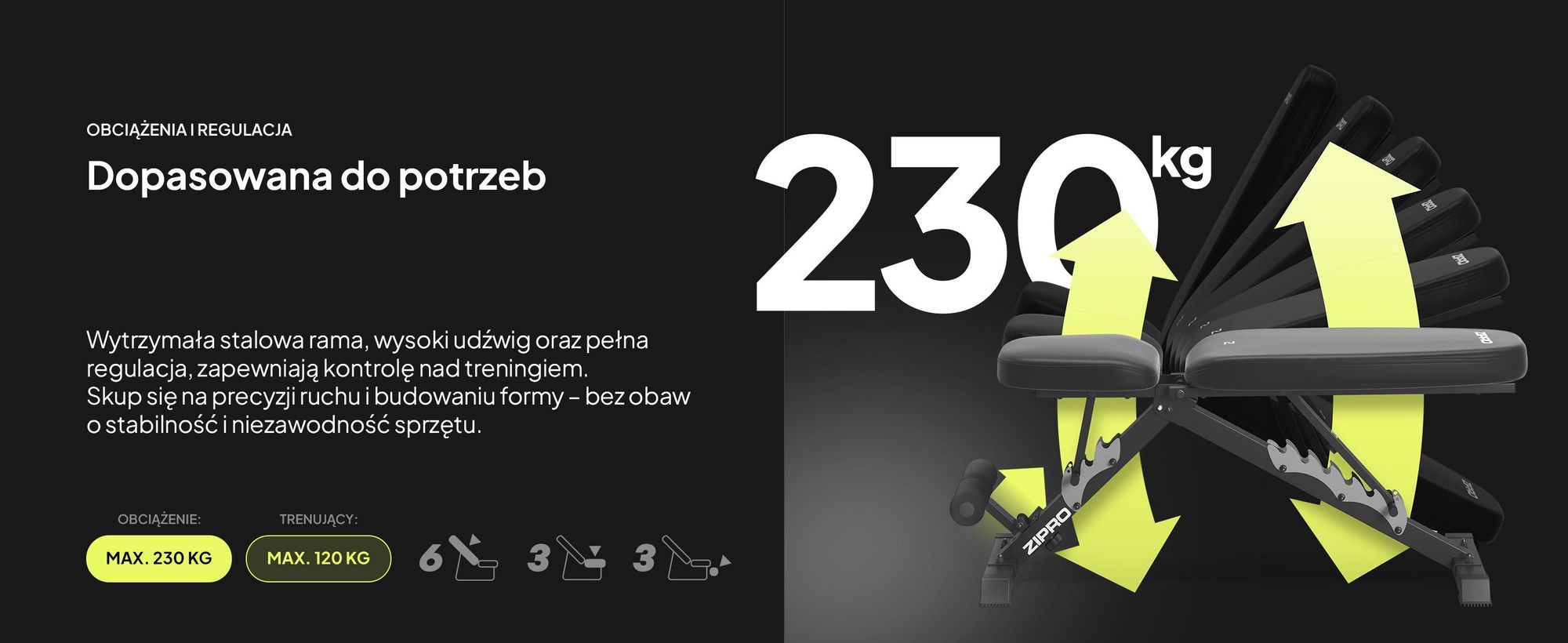 Ławka do ćwiczeń Zipro Profi, składana Jacked – regulowana ławka skośna i ławka ujemna (7+3 poziomy) Bardzo gruba wyściółka Wytrzymała ławka treningowa do użytku domowego