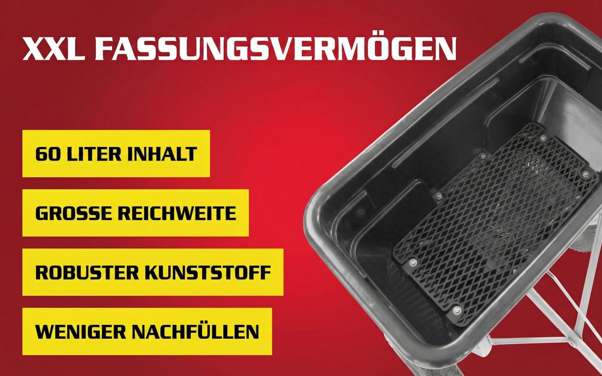 HECHT 260 Streuwagen Anhänger | 60 Liter | Für ATV / Quads / Rasentraktoren | Streumengenregulierung