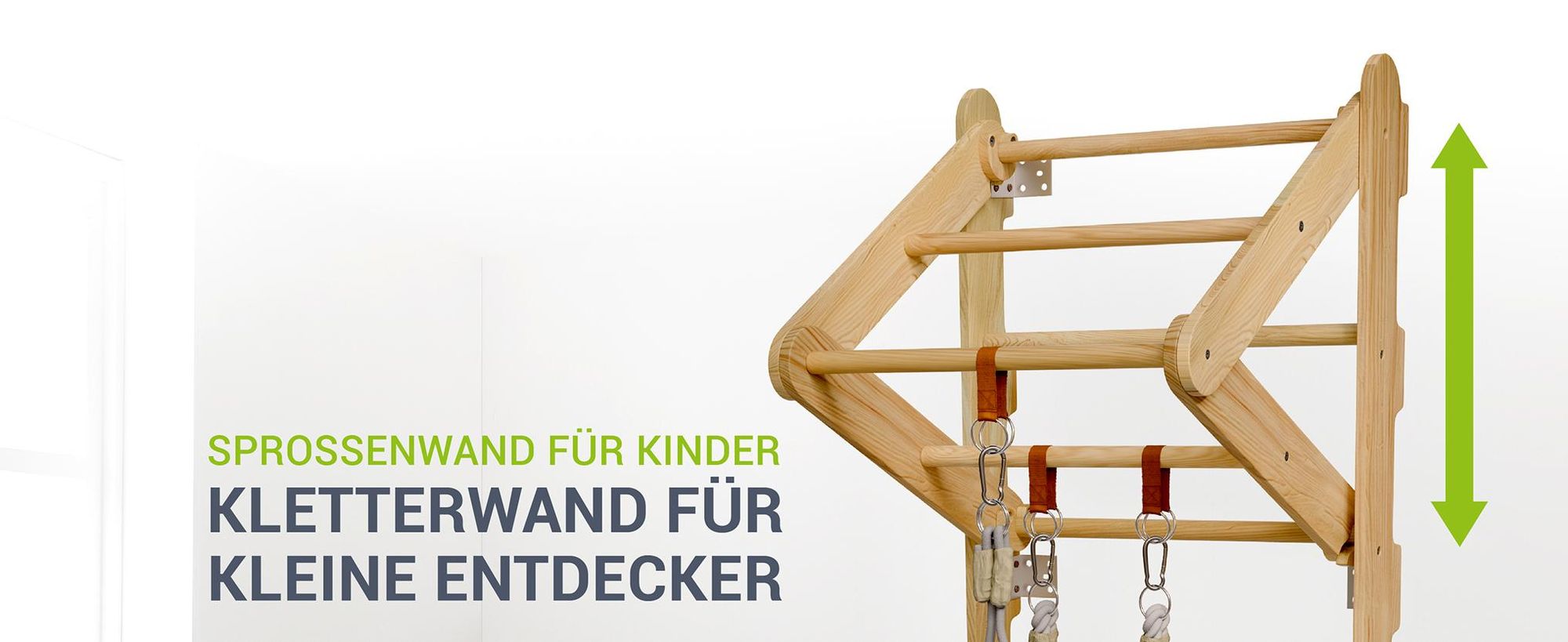 Juskys Sprossenwand für Kinder - Indoor Klettergerüst mit Turnringen und Strickleiter