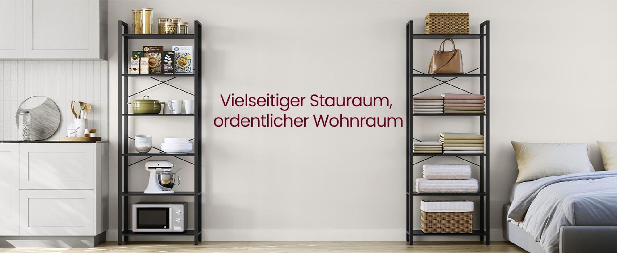 VASAGLE Bücherregal 6 Ebenen, Standregal mit Stahlrahmen, freistehendes Regal, Wohnzimmer, Schlafzimmer
