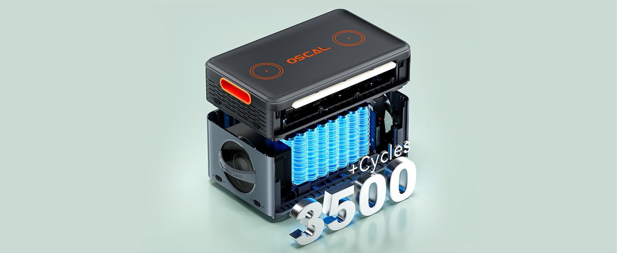 OSCAL PowerMax 2400Pro Trennbare Solarspeicher 2400W/2016Wh Powerstation mit Stereo/Microinverter/16 Anschlüsse/LiFePO4 Stromerzeuger für Schnellladen
