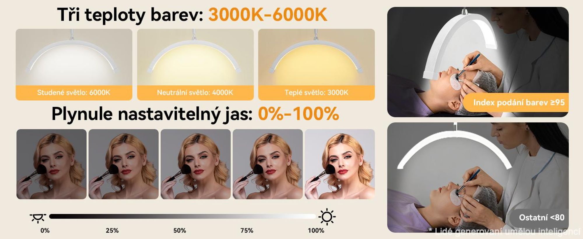Puluomis LED Beauty stojací lampa, výškově nastavitelná lampa s dálkovým ovládáním, 3 barevné teploty a plynulý stmívač, 320° husí krk, prodloužení řas