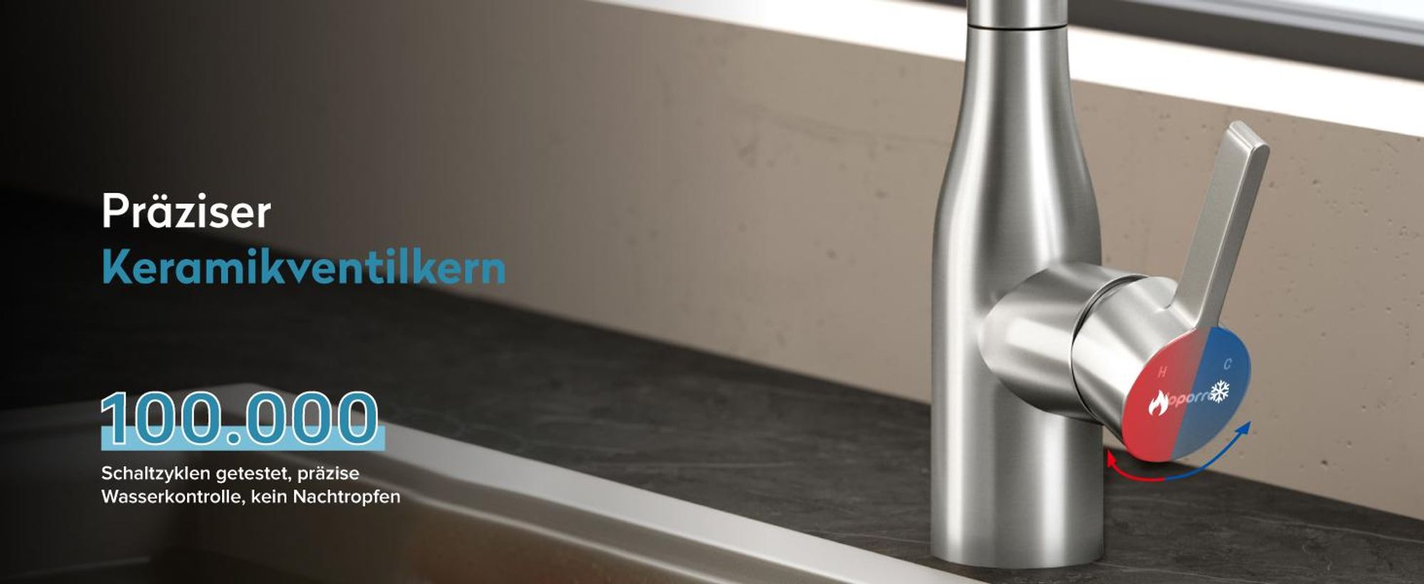 doporro Wasserhahn Küche Hochdruck, Einhebel-Mischbatterie, Spültischarmatur 360°Schwenkbar Küchenarmatur aus Edelstahl Gebürstet silber Turnix-04