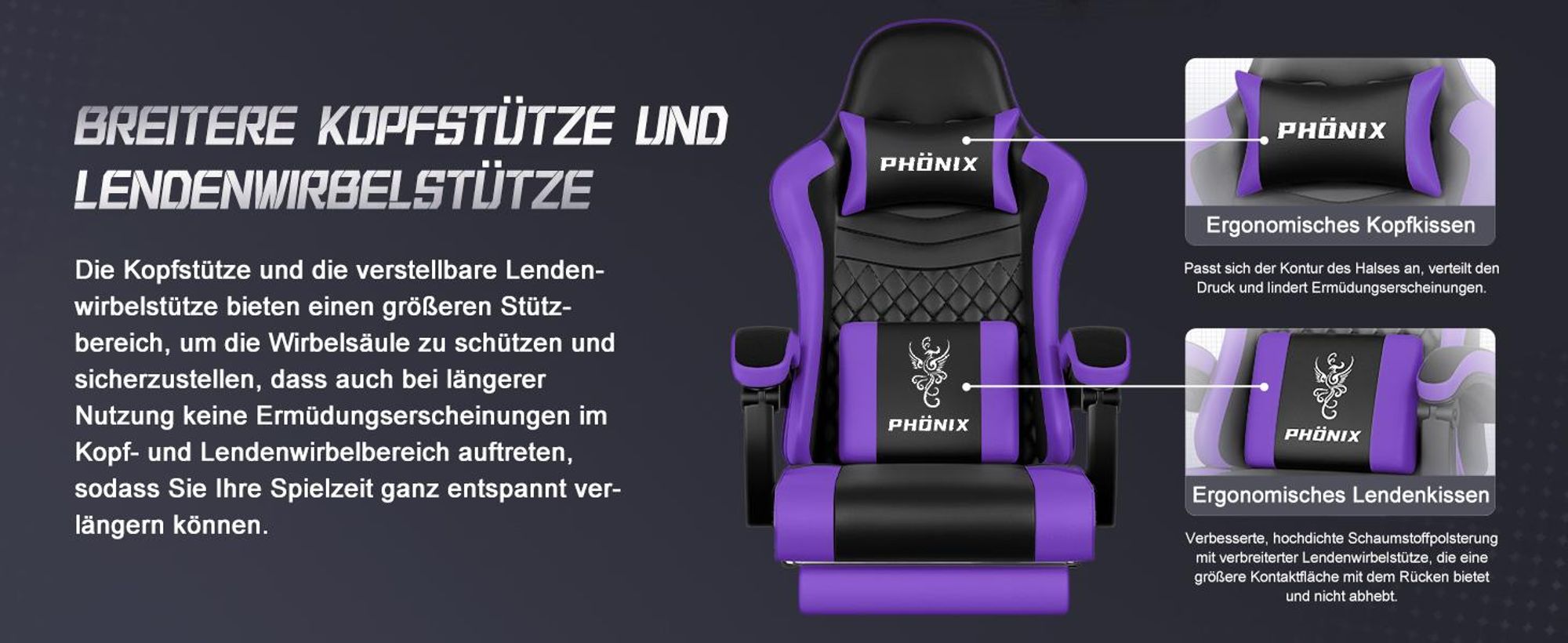 Adormii Gaming Stuhl, Ergonomischer Gaming Sessel, Schreibtischstuhl, Gamingstuhl mit Fußstütze, verstellbare Rückenlehne, Gaming stuhl 150 kg
