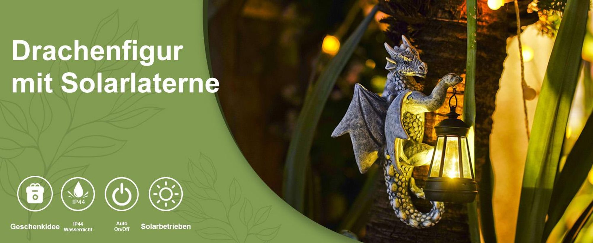 Solarleuchte, Solarlampe, Gartenleuchte, Solar Laternen, Drachen Figuren, Gartendeko, Gartenfiguren