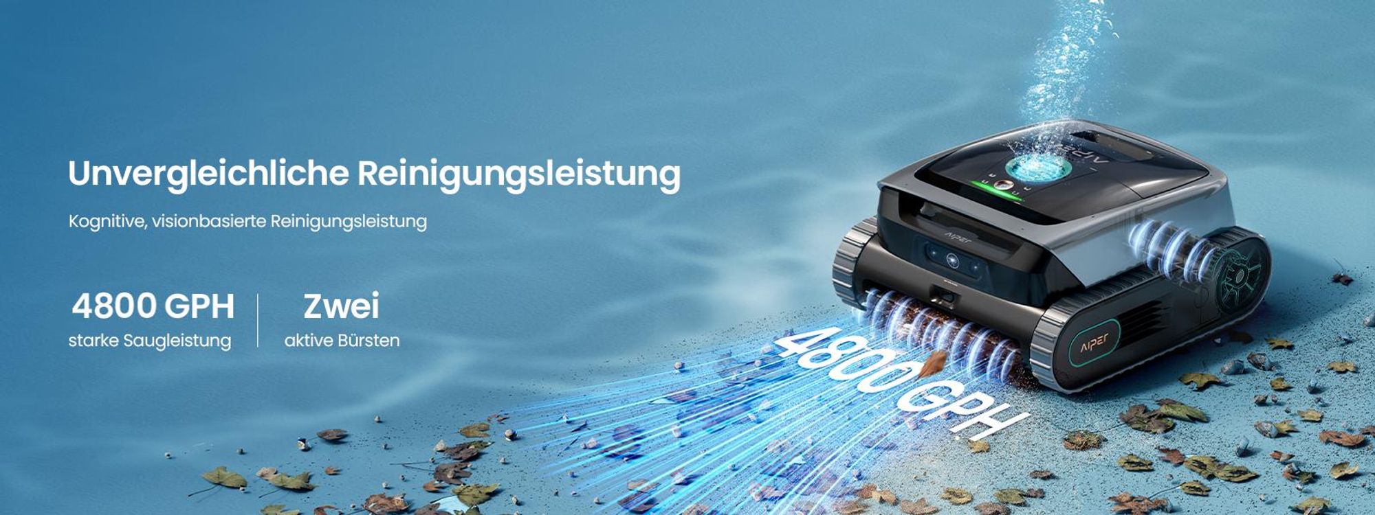 AIPER Scuba V3 (Neu 2026) Kabelloser Poolroboter mit KI, Boden- & Wandreinigung, App-Steuerung