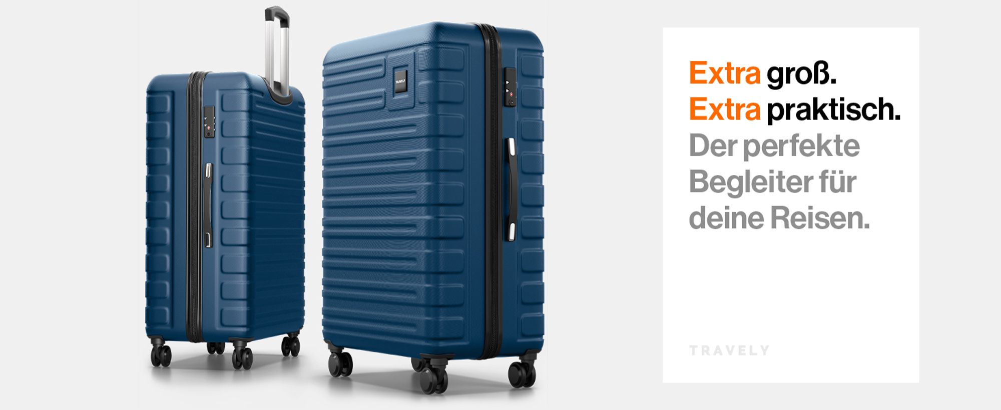 Travely Polycarbonat Koffer Groß 77cm XL - 100L Innenvolumen - 158cm Gurtmaß, sehr robuster Hartschalen Koffer mit sanften Rollen & TSA Schloss, Reisekoffer, Koffer & Trolleys, Reisekoffer mit Rollen