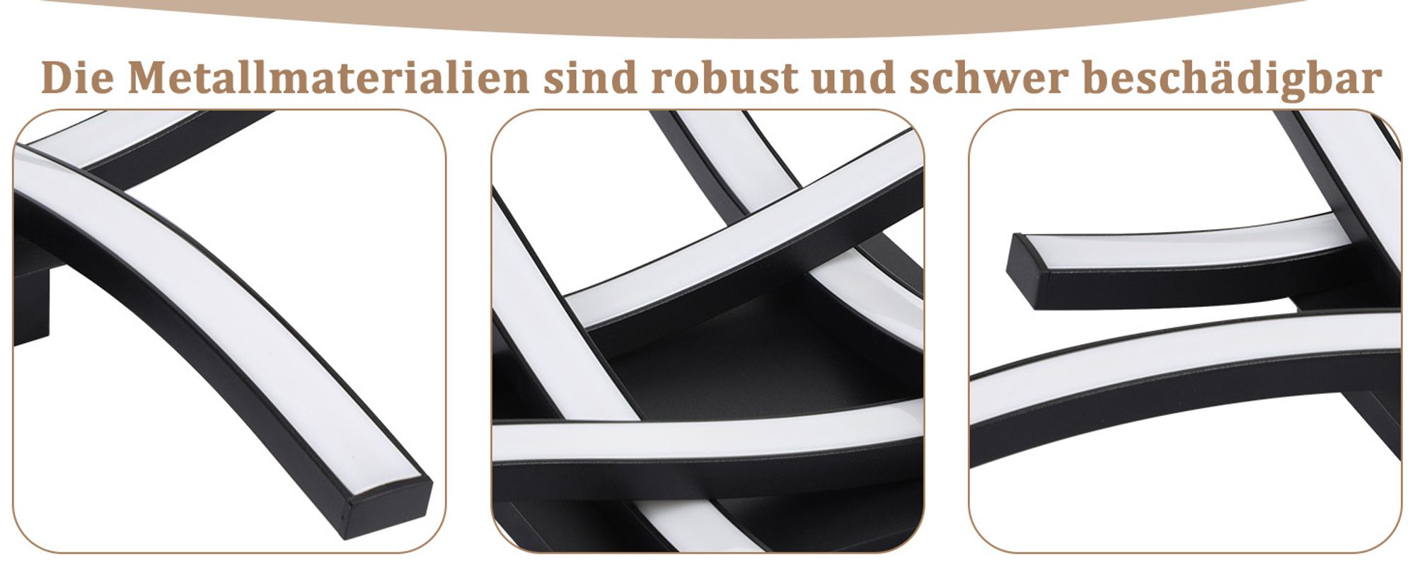 ZMH Deckenleuchten Schlafzimmer LED Schwarz 24W Wohnzimmer Licht 3000K Warmweiß Modernes Design Schlafzimmer Leuchten Metall Küche Leuchten