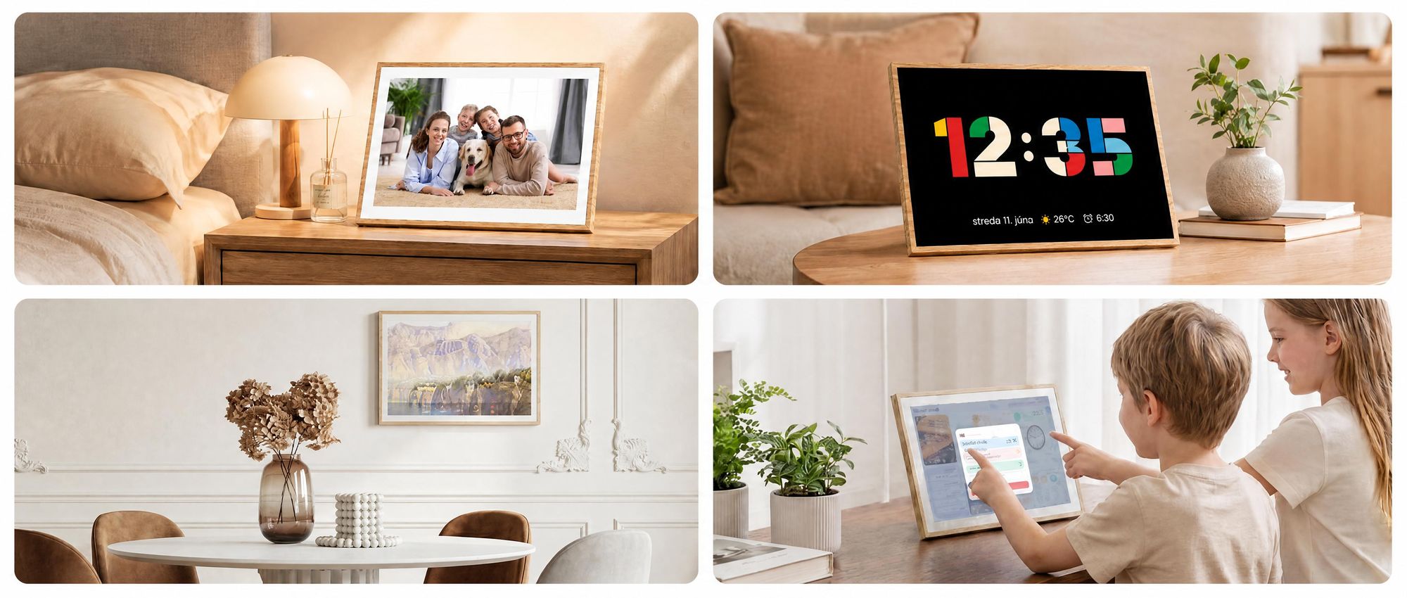 2026 NEU! Blackview NEST 10, 10,1-palcový digitálny kalendár a rámček na fotografie s dotykovým ovládaním, Wi-Fi, rozlíšením 1280x800, formáte 16:10, funkciou zdieľania fotografií, rodičovskou kontrolou a dizajnom imitujúcim drevo