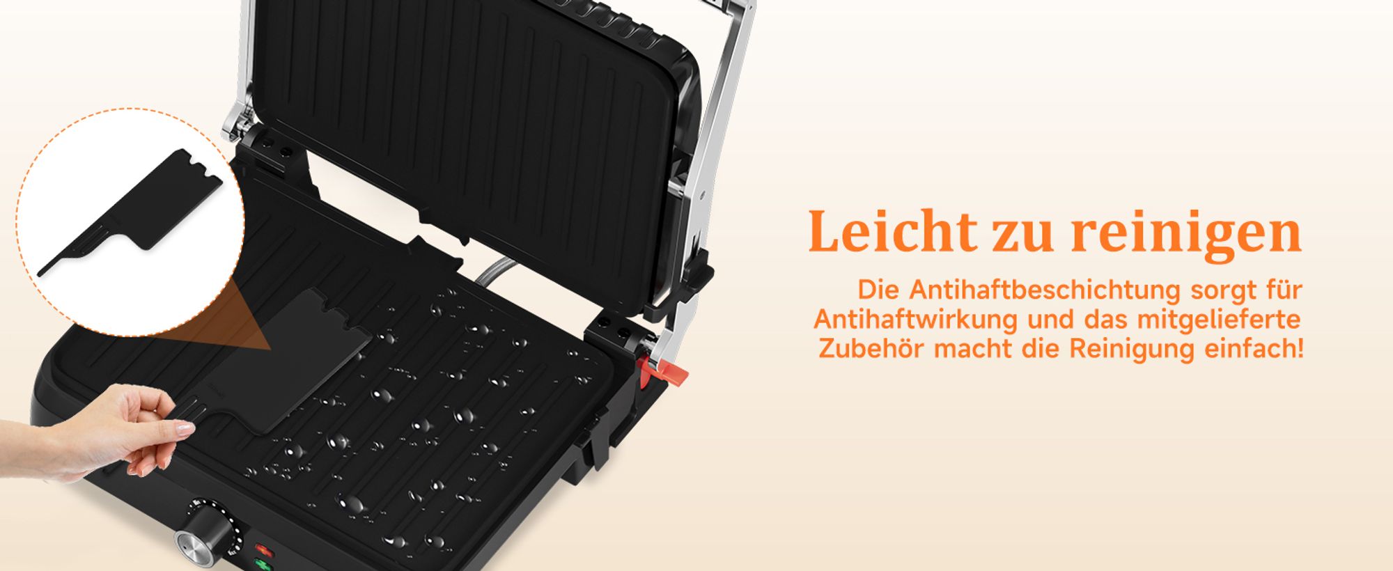 HOMELUX Kontaktgrill Tischgrill 2200W, Sandwichmaker, Panini Grill Multifunktion mit Auffangschale Antihaftbeschichtung Platten 34x23cm, Schwarz
