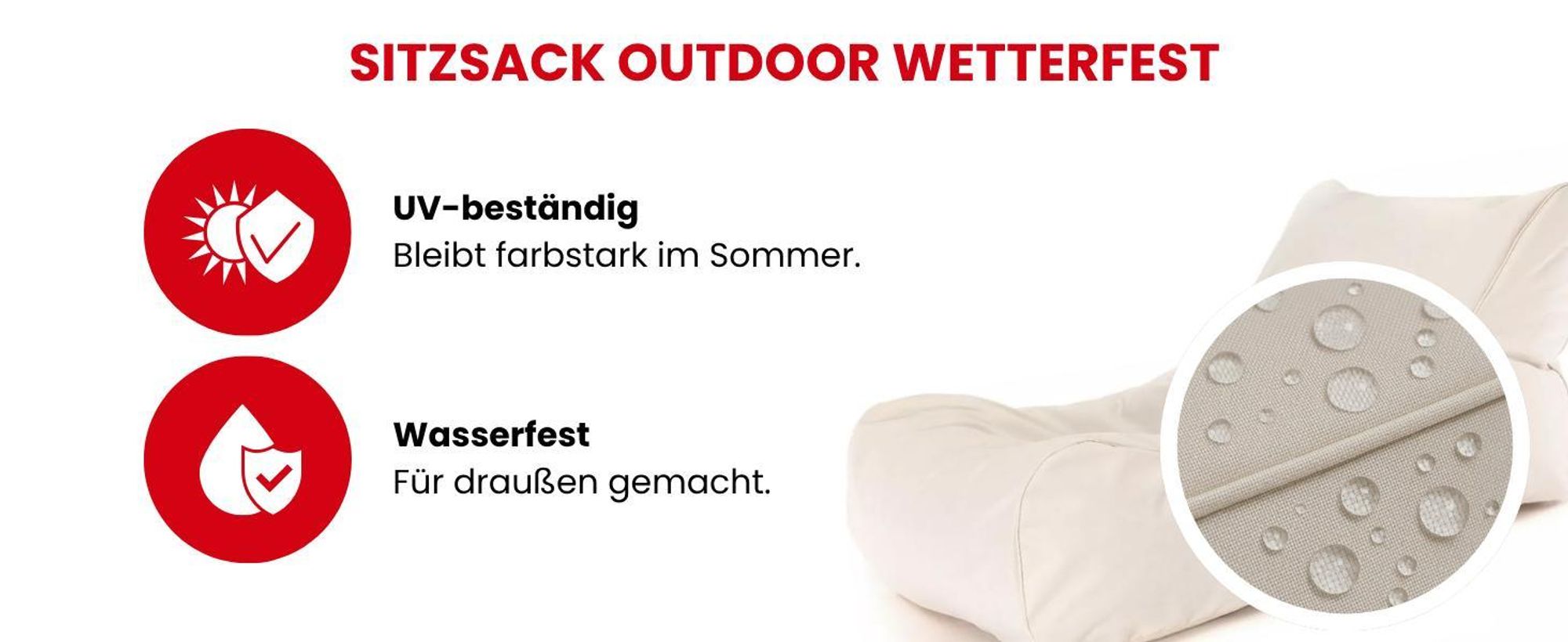 Wetterfestem und wasserfestem Polyesterstoff – ideal für Garten oder Terrasse.