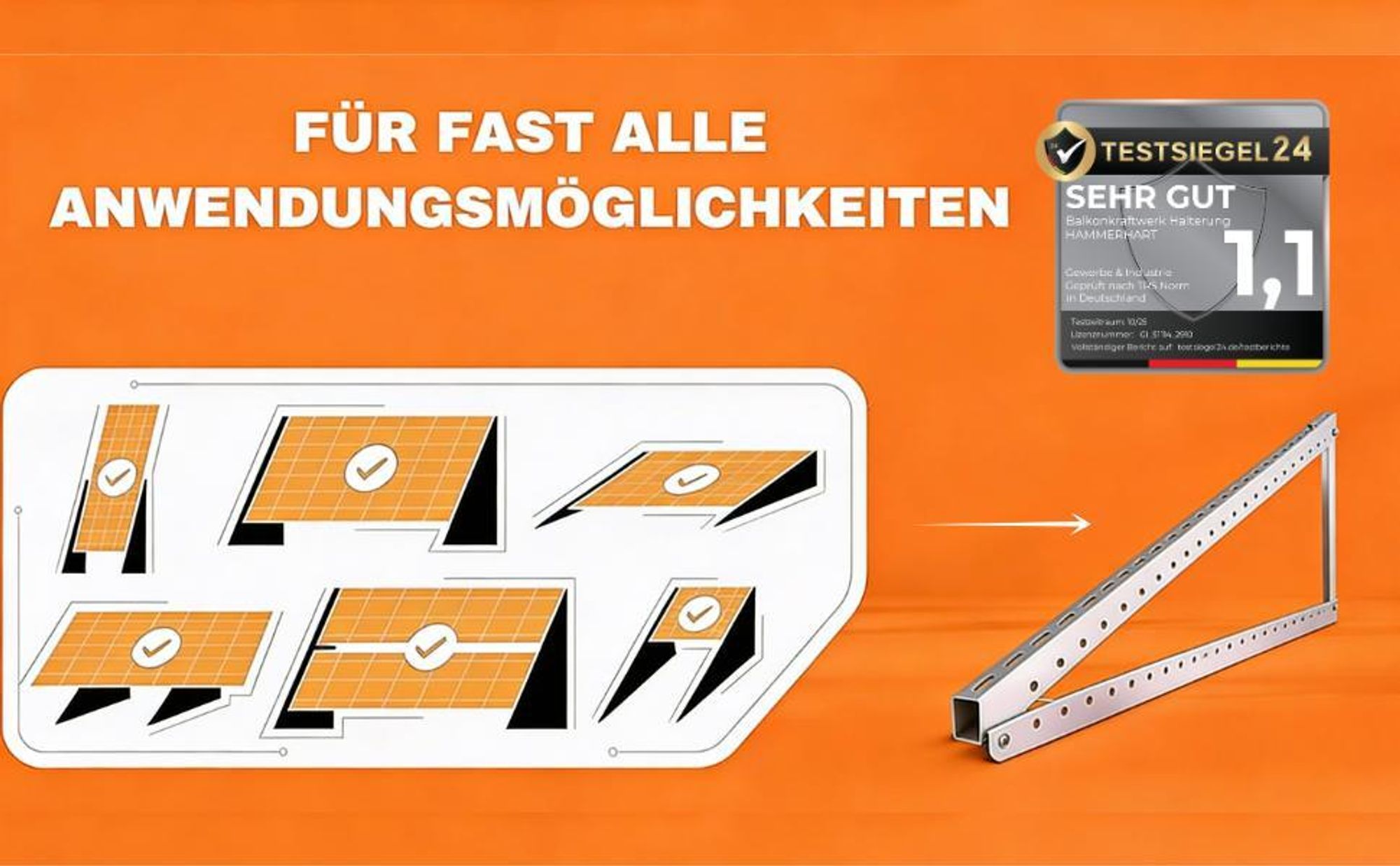 4x Balkonkraftwerk Halterung - 0% MwSt - Halterung für Balkonkraftwerk bis zu 114.5 cm Einstellbar 0-90° Solarmodul Halterung für Balkonkraftwerk