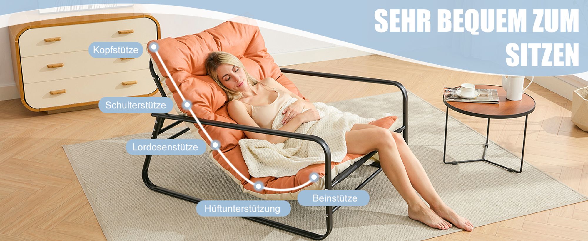 Outdoor-Liegestuhl, Null-Schwerkraft-Stuhl, übergroßer Campingstuhl, gepolsterter Null-Schwerkraft-Stuhl, verstellbare Terrassenliegestühle für drauße
