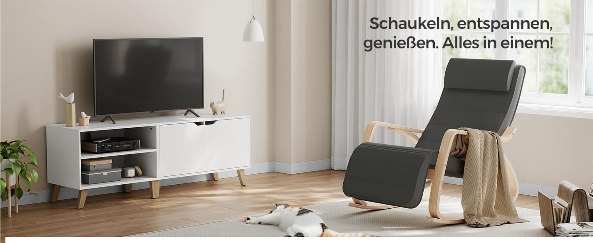 SONGMICS Relaxsessel Schaukelsessel, Relaxstuhl, verstellbare Fußstütze