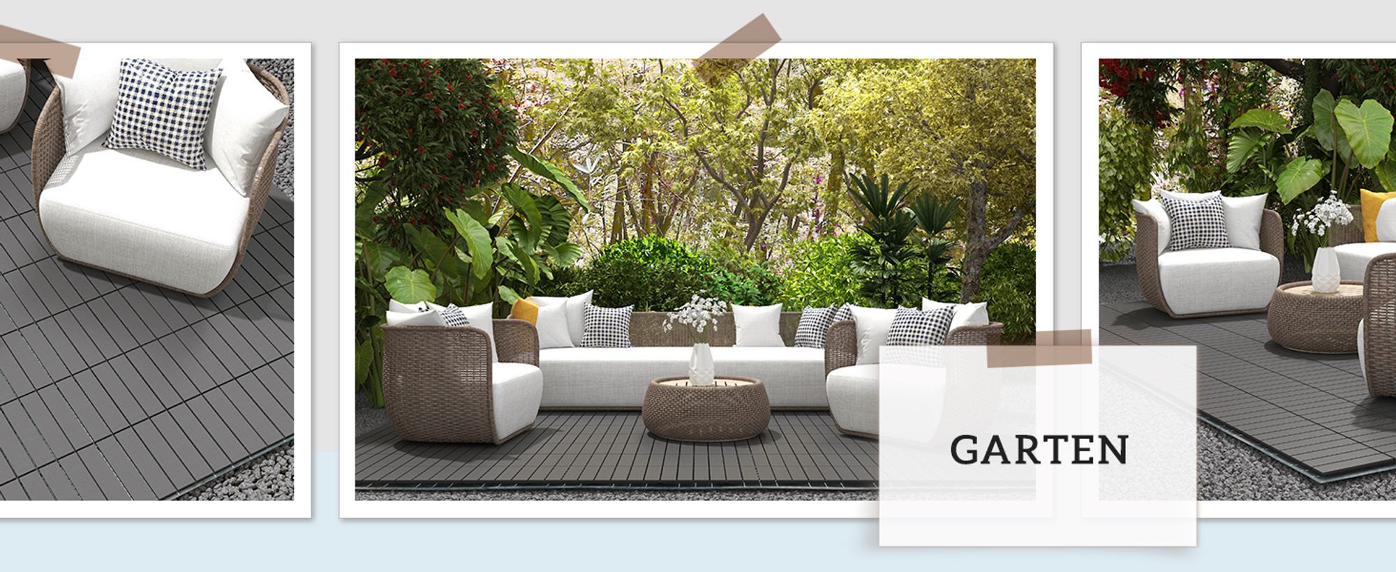 Outsunny 9 er Set Terassenfliesen Balkon Patio 30 x 30 cm Kunststoff Dunkelgrau